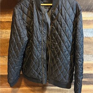 21men Black Quilted Bomber Jacket